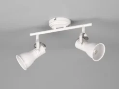 LED Deckenstrahler 2-flammig, Vintage Metallschirme Weiß, Breite 30cm