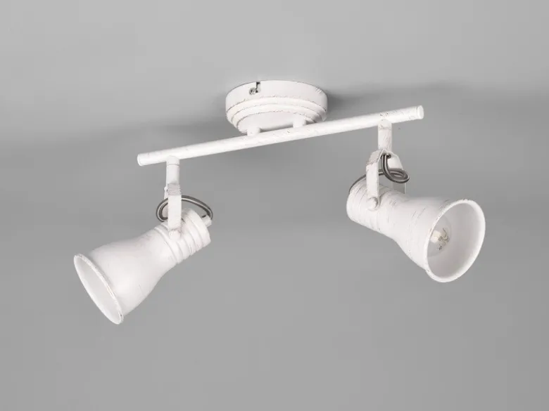 LED Deckenstrahler 2-flammig, Vintage Metallschirme Weiß, Breite 30cm