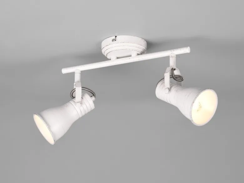 LED Deckenstrahler 2-flammig, Vintage Metallschirme Weiß, Breite 30cm