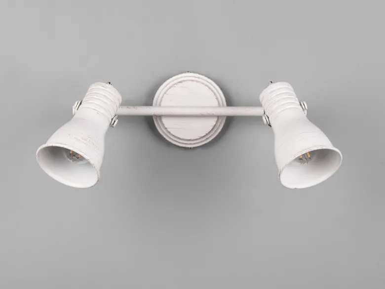 LED Deckenstrahler 2-flammig, Vintage Metallschirme Weiß, Breite 30cm
