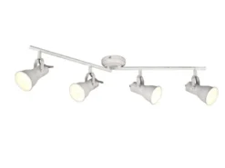 LED Deckenstrahler 4 flammig verstellbare Metallschirme in Weiß, Breite 77cm
