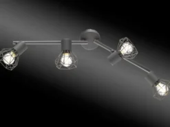 LED Deckenstrahler Grau 4-flammig, Gitterlampe schwenkbar, Breite 60cm