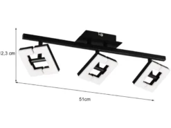 LED Deckenstrahler in Schwarz / Weiß, Spots geteilt, Breite 51cm