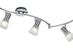 LED Deckenstrahler LEVISTO 6-flammig Silber Glasschirme schwenkbar, Breite 180cm