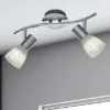 LED Deckenstrahler LEVISTO 2-flammig Silber Glasschirme schwenkbar, Breite 33cm