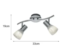 LED Deckenstrahler LEVISTO 2-flammig Silber Glasschirme schwenkbar, Breite 33cm