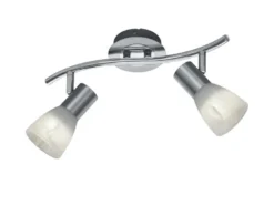 LED Deckenstrahler LEVISTO 2-flammig Silber Glasschirme schwenkbar, Breite 33cm