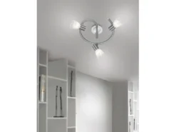 LED Deckenstrahler LEVISTO 3-flammig Silber Glasschirme schwenkbar, Ø 30cm
