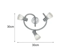 LED Deckenstrahler LEVISTO 3-flammig Silber Glasschirme schwenkbar, Ø 30cm