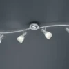LED Deckenstrahler LEVISTO 4-flammig Silber Glasschirme schwenkbar, Breite 88cm