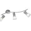 LED Deckenstrahler LEVISTO 3-flammig Silber Glasschirme schwenkbar, Breite 55cm