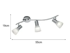 LED Deckenstrahler LEVISTO 3-flammig Silber Glasschirme schwenkbar, Breite 55cm