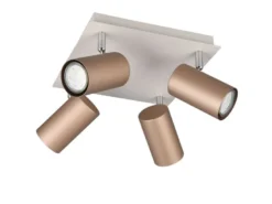 LED Deckenstrahler Metall Coffee / Hellgrau 4-flammig, Quadrat 24cm