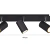 LED Deckenstrahler Metall Schwarz 3-flammig, Breite 48cm