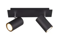 LED Deckenstrahler Metall Schwarz 2-flammig, Breite 30cm