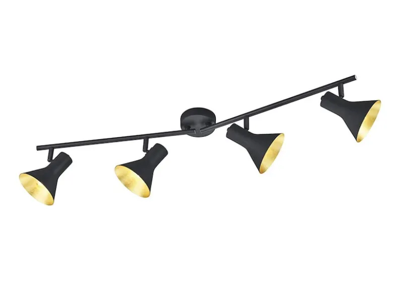 LED Deckenstrahler Metall Schwarz Gold 4-flammig, Breite 84,5cm