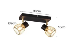 LED Deckenstrahler mit Gitter Lampenschirmen in Gold, Breite 30cm