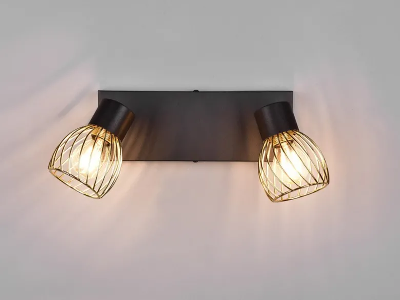 LED Deckenstrahler mit Gitter Lampenschirmen in Gold, Breite 30cm