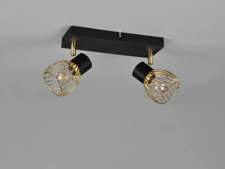 LED Deckenstrahler mit Gitter Lampenschirmen in Gold, Breite 30cm