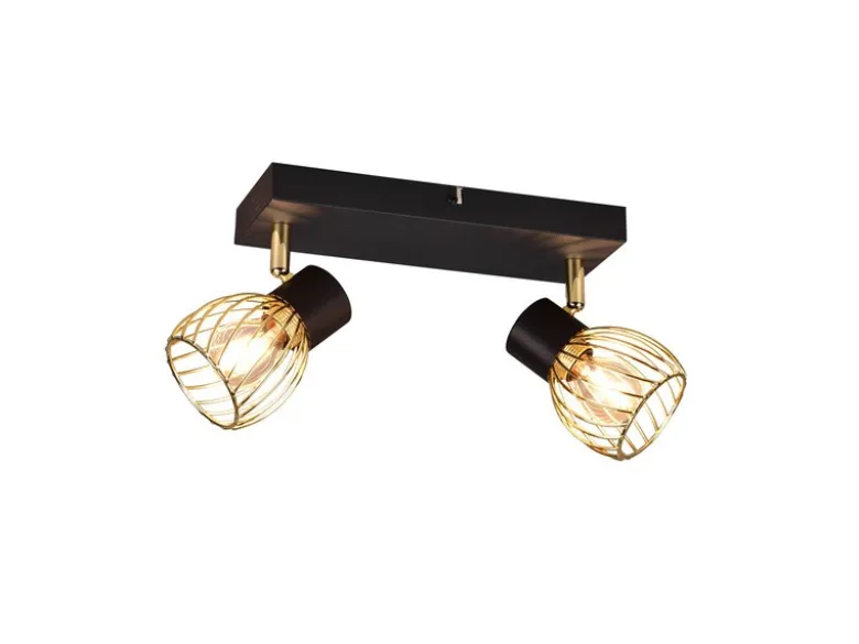 LED Deckenstrahler mit Gitter Lampenschirmen in Gold, Breite 30cm