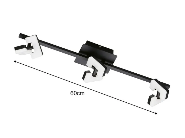 LED Deckenstrahler RAY Schwarz 3-flammig, Breite 60cm
