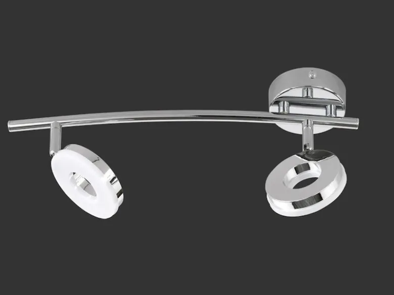 LED Deckenstrahler RENNES 2-flammig Metall Silber Chrom, Breite 40cm