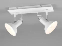 LED Deckenstrahler Retro 2-flammig Metall Weiß, Breite 40cm