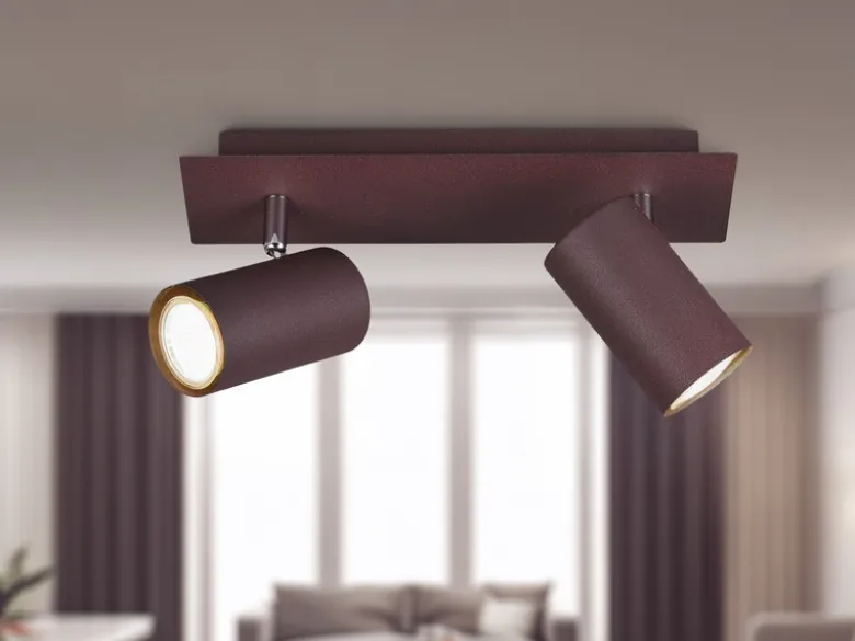 LED Deckenstrahler Rostfarben 2-flammig, Breite 30cm
