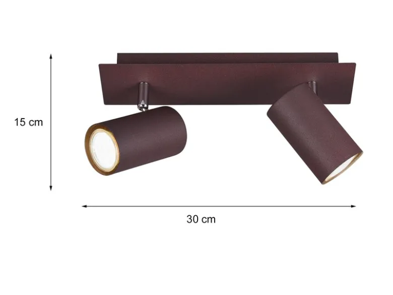 LED Deckenstrahler Rostfarben 2-flammig, Breite 30cm