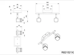 LED Deckenstrahler ROUBAIX 2-flammig Silber matt, Breite 34cm