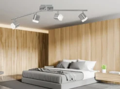 LED Deckenstrahler ROUBAIX 4-flammig Silber matt, Breite 78cm