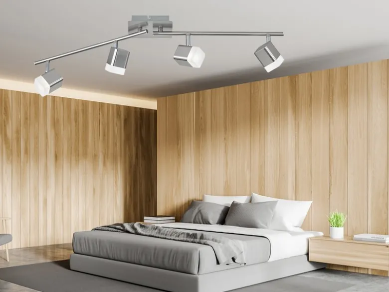 LED Deckenstrahler ROUBAIX 4-flammig Silber matt, Breite 78cm