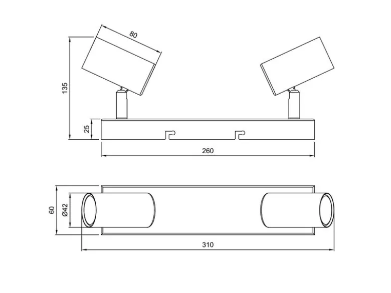 LED Deckenstrahler Schwarz 2-flammig, Breite 26cm