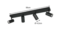 LED Deckenstrahler Schwarz 4-flammig, Breite 56cm