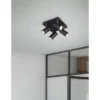 LED Deckenstrahler Schwarz 4-flammig, Quadrat 24cm