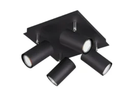 LED Deckenstrahler Schwarz 4-flammig, Quadrat 24cm
