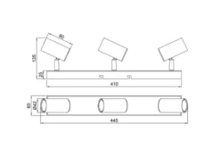 LED Deckenstrahler Schwarz 3-flammig, Breite 41cm