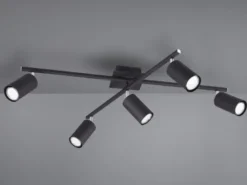 LED Deckenstrahler Schwarz 5-flammig, verstellbare Spots, Breite 77,5cm