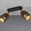 LED Deckenstrahler Schwarz Gold 2-flammig mit Stanzmuster, Breite 28cm