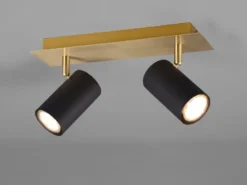 LED Deckenstrahler Schwarz Gold 2-flammig, Breite 30cm