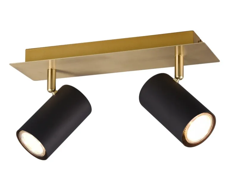 LED Deckenstrahler Schwarz Gold 2-flammig, Breite 30cm