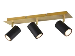 LED Deckenstrahler Schwarz Gold 3-flammig, Breite 48cm