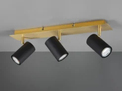 LED Deckenstrahler Schwarz Gold 3-flammig, Breite 48cm