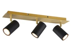 LED Deckenstrahler Schwarz Gold 3-flammig, Breite 48cm