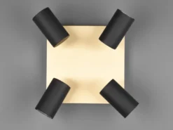 LED Deckenstrahler Schwarz Gold 4-flammig, Quadrat 24cm