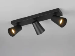 LED Deckenstrahler Schwarz Gold 3-flammig, Breite 46cm
