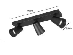 LED Deckenstrahler Schwarz Gold 3-flammig, Breite 46cm