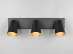 LED Deckenstrahler Schwarz Gold 3-flammig, Breite 46cm