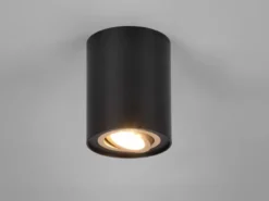LED Deckenstrahler Schwarz-Gold mit schwenkbarem Spot, Ø 9,6cm
