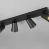 LED Deckenstrahler Schwarz Gold 4-flammig, Breite 64cm